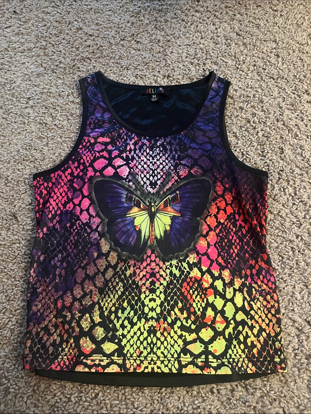 Women’s Delia’s Neon Butterfly Print Tank Top - Multicolor